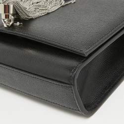 Pre Owned Saint Laurent Black Leather New Small Kate Wallet on Chain