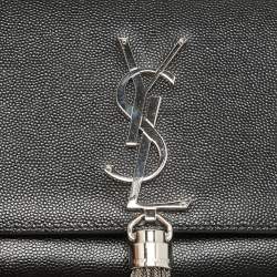 Pre Owned Saint Laurent Black Leather New Small Kate Wallet on Chain