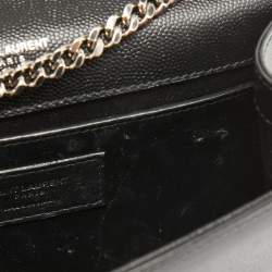 Pre Owned Saint Laurent Black Leather New Small Kate Wallet on Chain