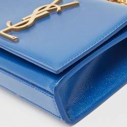 Saint Laurent Blue Leather Small Monogram Kate Chain Crossbody Bag