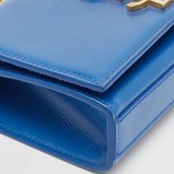Saint Laurent Blue Leather Small Monogram Kate Chain Crossbody Bag