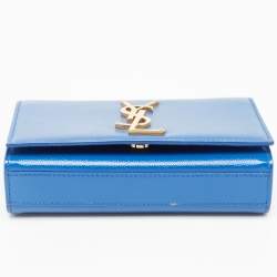 Saint Laurent Blue Leather Small Monogram Kate Chain Crossbody Bag