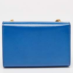 Saint Laurent Blue Leather Small Monogram Kate Chain Crossbody Bag