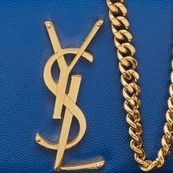 Saint Laurent Blue Leather Small Monogram Kate Chain Crossbody Bag