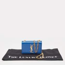 Saint Laurent Blue Leather Small Monogram Kate Chain Crossbody Bag