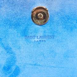 Saint Laurent Blue Leather Small Monogram Kate Chain Crossbody Bag