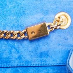 Saint Laurent Blue Leather Small Monogram Kate Chain Crossbody Bag
