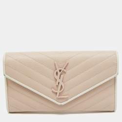 Saint Laurent Rose Poudre Matelasse Leather Monogram Continental Wallet
