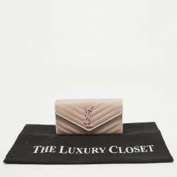 Saint Laurent Rose Poudre Matelasse Leather Monogram Continental Wallet