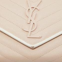 Saint Laurent Rose Poudre Matelasse Leather Monogram Continental Wallet