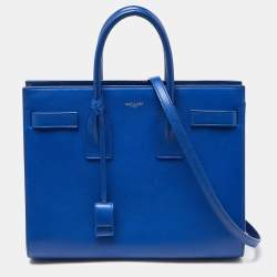 Pre Owned Saint Laurent Blue Leather Small Classic Sac De Jour Tote