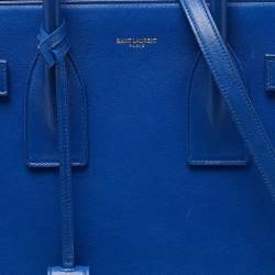 Pre Owned Saint Laurent Blue Leather Small Classic Sac De Jour Tote