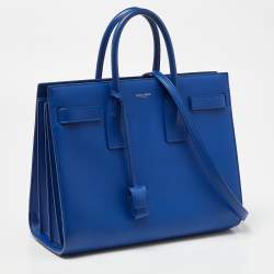 Pre Owned Saint Laurent Blue Leather Small Classic Sac De Jour Tote