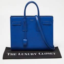 Pre Owned Saint Laurent Blue Leather Small Classic Sac De Jour Tote