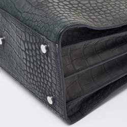 مملوكة مسبقًا حقيبة يد توتس سان لوران ساك دي جور جلد نقشة التمساح عنابي صغيرة