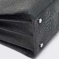 مملوكة مسبقًا حقيبة يد توتس سان لوران ساك دي جور جلد نقشة التمساح عنابي صغيرة