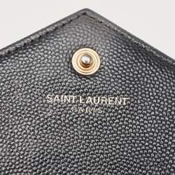 Saint Laurent Black Matelassé Leather Cassandre Wallet on Chain