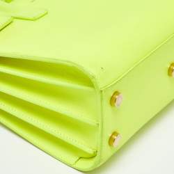 Pre Owned Saint Laurent Neon Yellow Leather Nano Classic Sac De Jour Tote