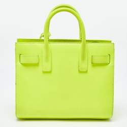 Pre Owned Saint Laurent Neon Yellow Leather Nano Classic Sac De Jour Tote