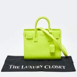 Pre Owned Saint Laurent Neon Yellow Leather Nano Classic Sac De Jour Tote