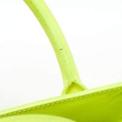 Pre Owned Saint Laurent Neon Yellow Leather Nano Classic Sac De Jour Tote