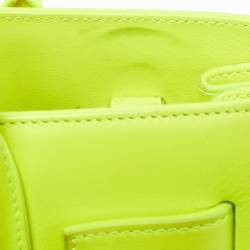 Pre Owned Saint Laurent Neon Yellow Leather Nano Classic Sac De Jour Tote