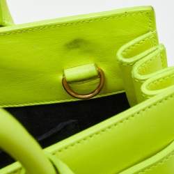 Pre Owned Saint Laurent Neon Yellow Leather Nano Classic Sac De Jour Tote