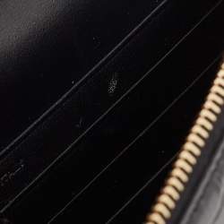 Pre Owned Saint Laurent Black Croc Embossed Leather Kate Tassel Chain Wallet