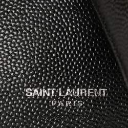 Saint Laurent Black Matelasse Leather Cassandre Trifold Wallet  