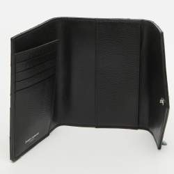Saint Laurent Black Matelasse Leather Cassandre Trifold Wallet  