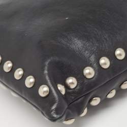 Saint Laurent Black Leather Monogram Flat Bucket Bag