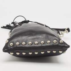 Saint Laurent Black Leather Monogram Flat Bucket Bag