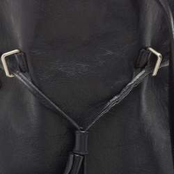 Saint Laurent Black Leather Monogram Flat Bucket Bag