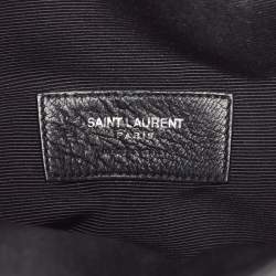 Saint Laurent Black Leather Monogram Flat Bucket Bag