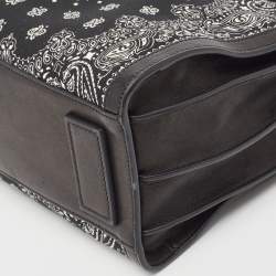 Pre Owned Saint Laurent Black/White Leather and Fabric Baby Bandana Sac De Jour Tote
