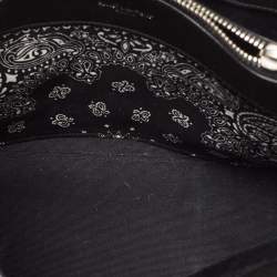 Pre Owned Saint Laurent Black/White Leather and Fabric Baby Bandana Sac De Jour Tote