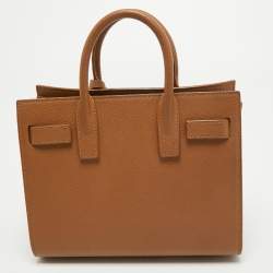 Pre Owned Saint Laurent Brown Leather Nano Classic Sac De Jour Tote