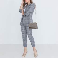 Saint Laurent Grey Croc Embossed Leather Medium Sunset Bag