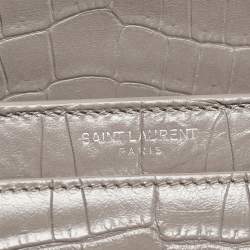 Saint Laurent Grey Croc Embossed Leather Medium Sunset Bag
