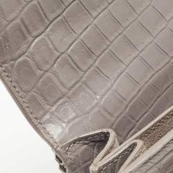 Saint Laurent Grey Croc Embossed Leather Medium Sunset Bag