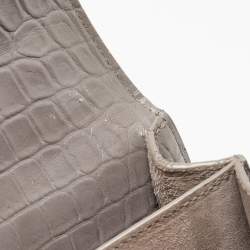 Saint Laurent Grey Croc Embossed Leather Medium Sunset Bag