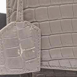 Saint Laurent Grey Croc Embossed Leather Medium Sunset Bag