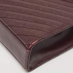 مملوكة مسبقًا Saint Laurent Burgundy Matelassé Leather Large Monogram Envelope Shoulder Bag