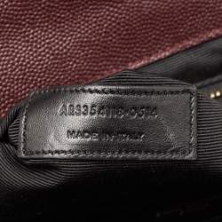 مملوكة مسبقًا Saint Laurent Burgundy Matelassé Leather Large Monogram Envelope Shoulder Bag