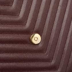 مملوكة مسبقًا Saint Laurent Burgundy Matelassé Leather Large Monogram Envelope Shoulder Bag