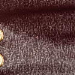 مملوكة مسبقًا Saint Laurent Burgundy Matelassé Leather Large Monogram Envelope Shoulder Bag