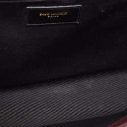 مملوكة مسبقًا Saint Laurent Burgundy Matelassé Leather Large Monogram Envelope Shoulder Bag