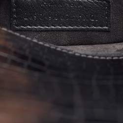 Saint Laurent Black Croc Embossed Leather Medium Sunset Bag