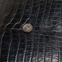 Saint Laurent Black Croc Embossed Leather Medium Sunset Bag