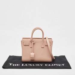 Pre Owned Saint Laurent Light Pink Leather Nano Classic Sac De Jour Tote